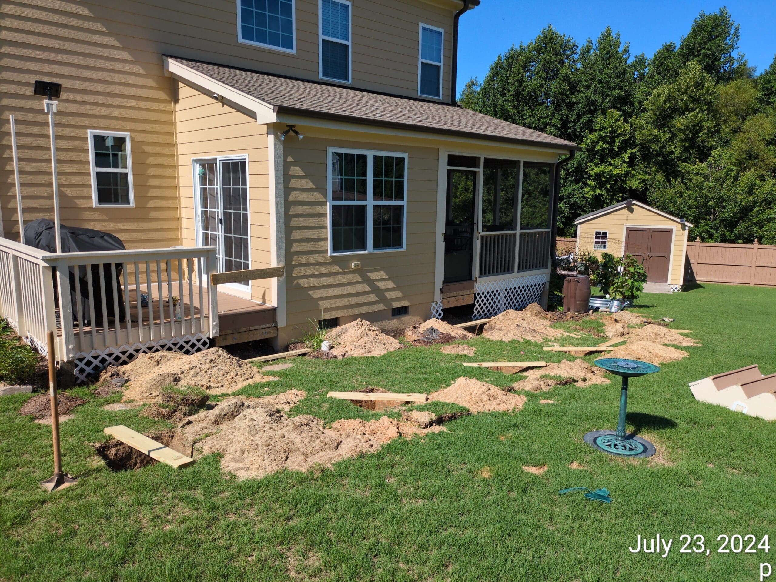 Ground prep for a new deck in Cary, NC